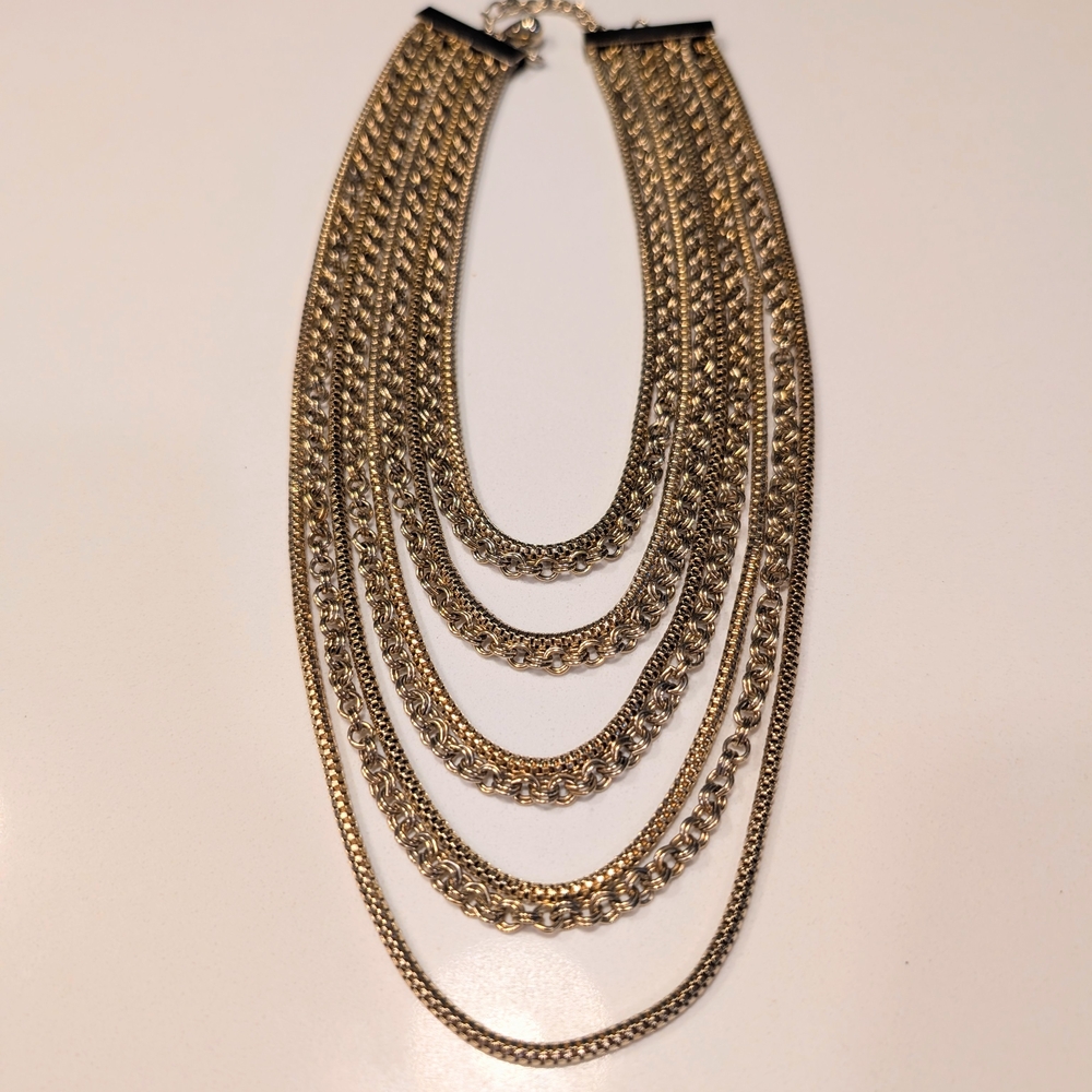 Vintage Multi-Strand Gold Layered Festival Necklace
